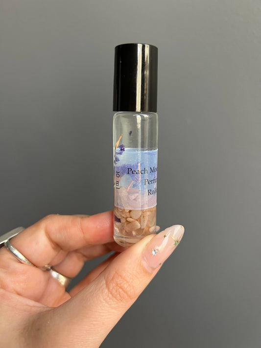 Peach Moonstone Crystal Perfume Roller