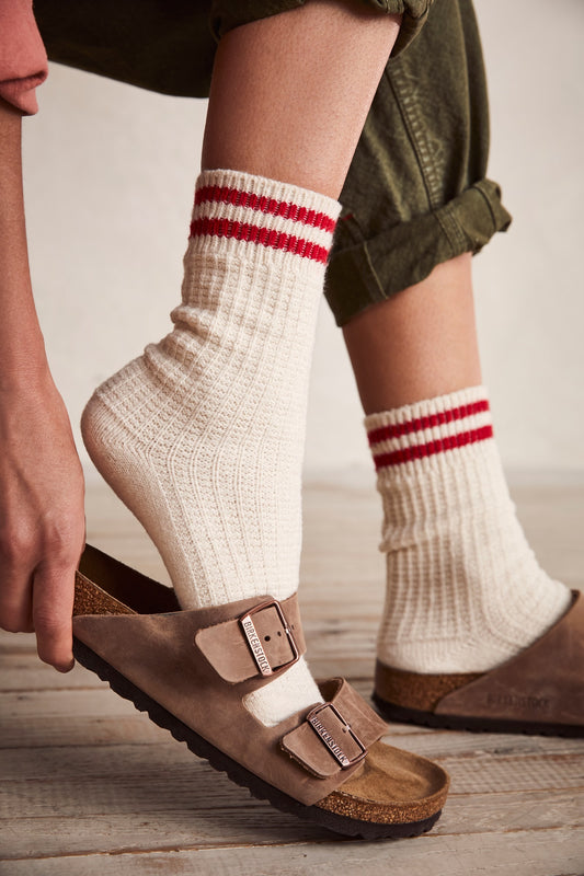 Free People - Jackson Cozy Stripe Sock - Red