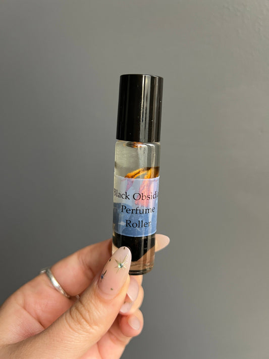 Black Obsidian Crystal Perfume Roller