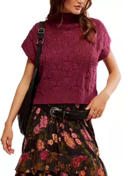 Vickie Mock Neck Sweater - Red Plum