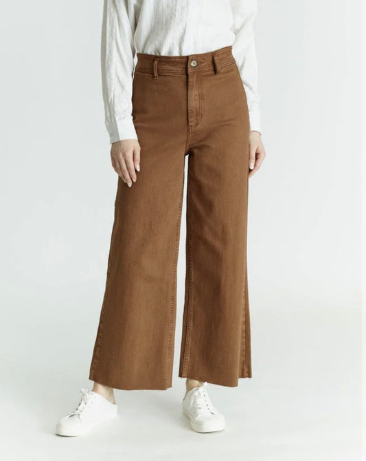 Oat High-Rise Wide Leg Jean — Harvest Brown