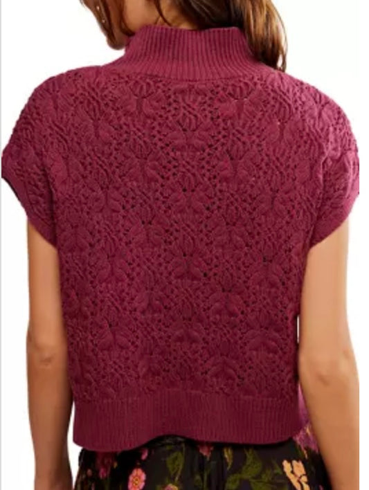 Vickie Mock Neck Sweater - Red Plum