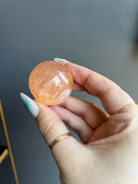 Small Peach Selenite Crystal Sphere - Shop Wild Ivy