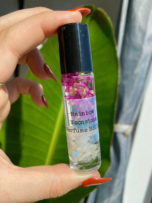 Rainbow Moonstone Crystal Perfume Roller